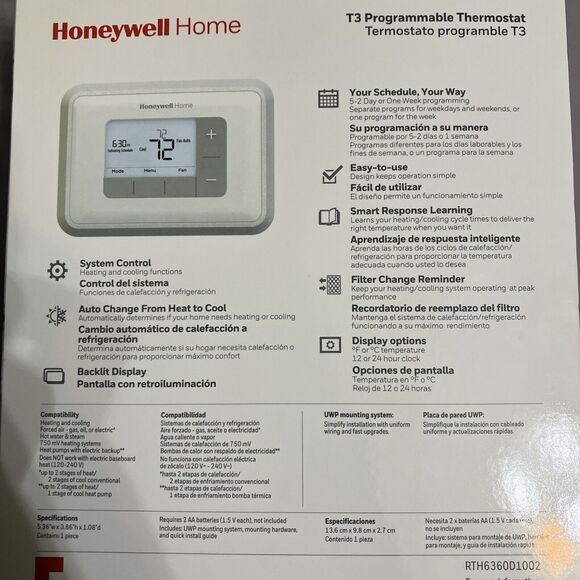 Honeywell Home T3 Programmable Thermostat, 5-2 Day Scheduling RTH6360D - Picture 3 of 3